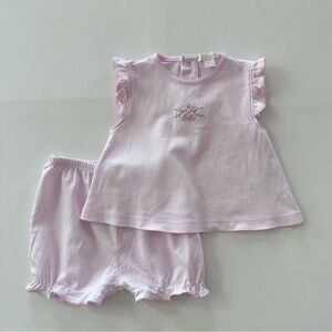 Kissy Kissy 9 Months Baby Girl Pink Top Short Set Outfit Spring Summer Pima